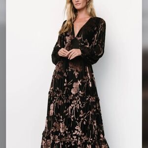 Liana embossed velvet maxi dress